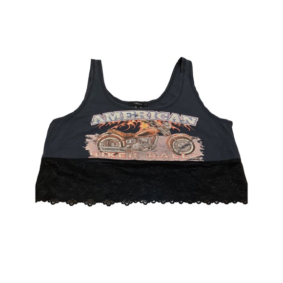 Forever 21 American Biker Rally Tank Top Lace Trim - Women's - Picture 1 of 4
